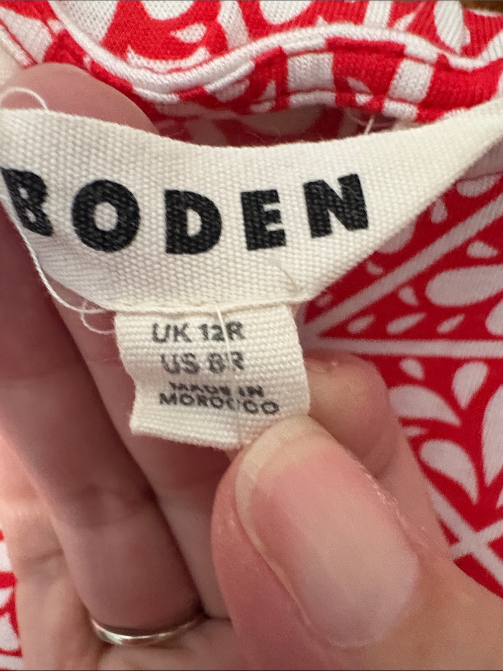 Boden Orange-Red and White Geometric Midi Dress - Picture 2 of 5